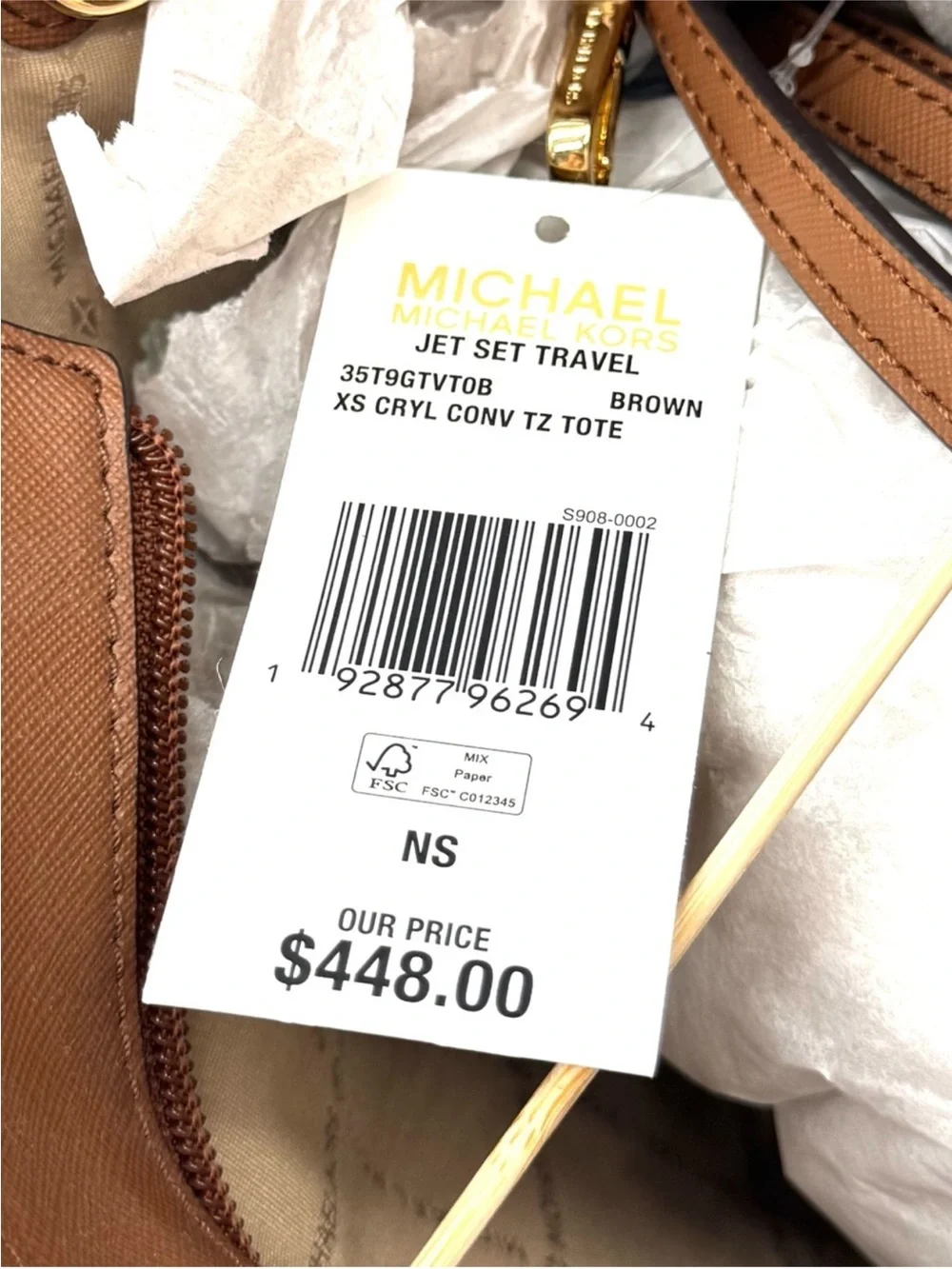 Michael Kors XS Jet Set Travel Convertible TZ Tote Bag Brown Signature